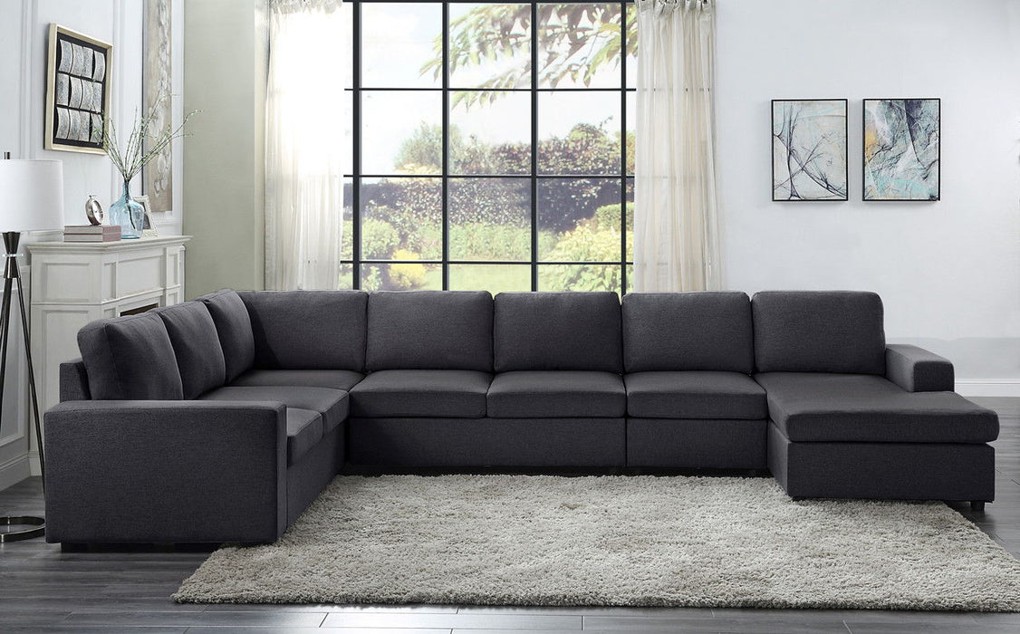 Hayden - Linen 7 Seat Reversible Modular Sectional Sofa Chaise