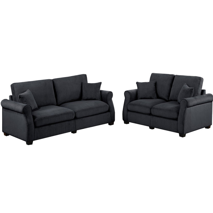 Contemporary 2 Piece Sofa Set With Matching Pillows