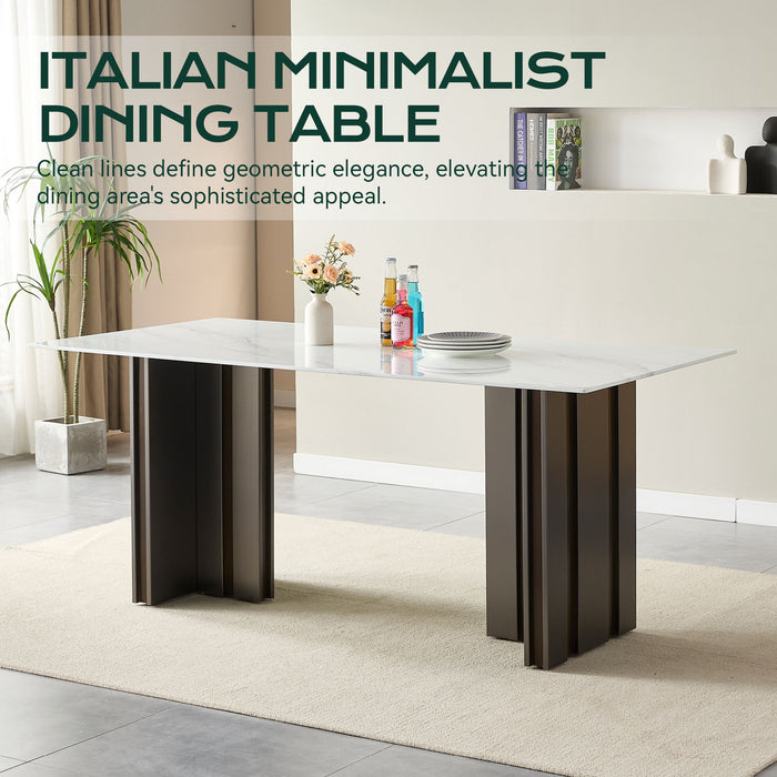 Rectangular Dining Table - Gray / White