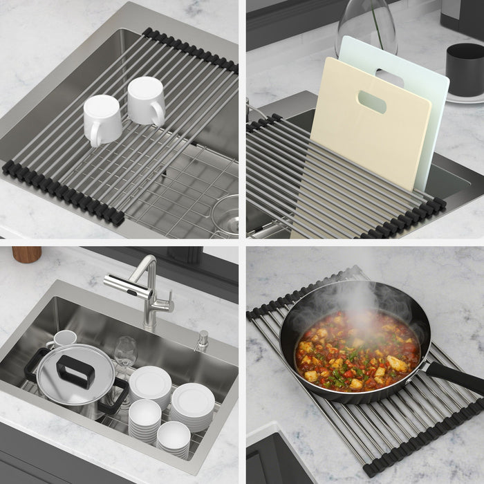 Drop-In Kitchen Sink With Pull-Out Faucet And Soap Dispenser