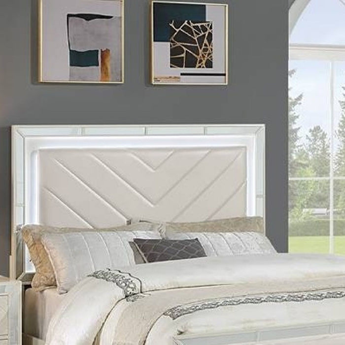 1 Piece Eastern King Size Upholstered Headboard And Footboard With Built In LED Lights