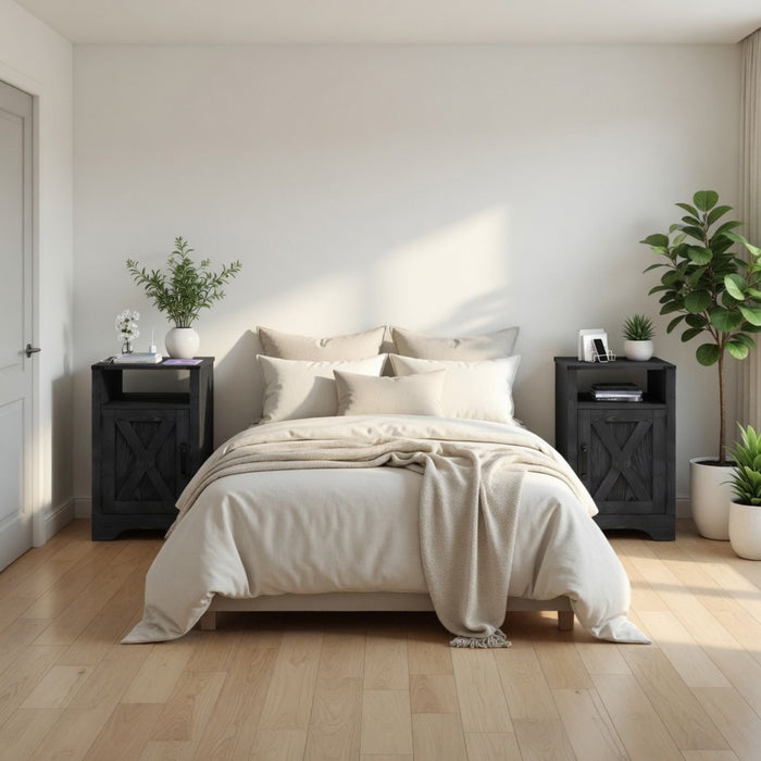 Farmhouse Nightstand, Charging Station & Storage