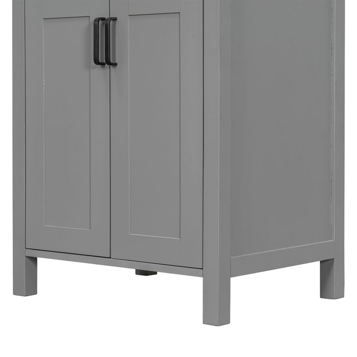 Bathroom Vanity With Ceramic Sink, Soft Close Doors, Flip Drawer, Double Layer Door Shelves
