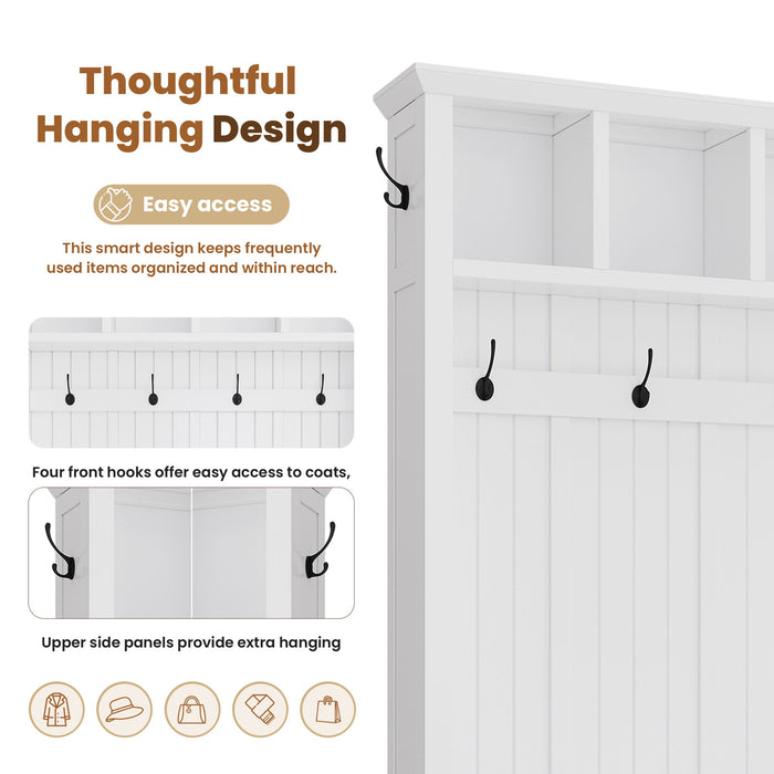 Hall Tree With 4 Drawers, Coat Rack With 6 Hooks