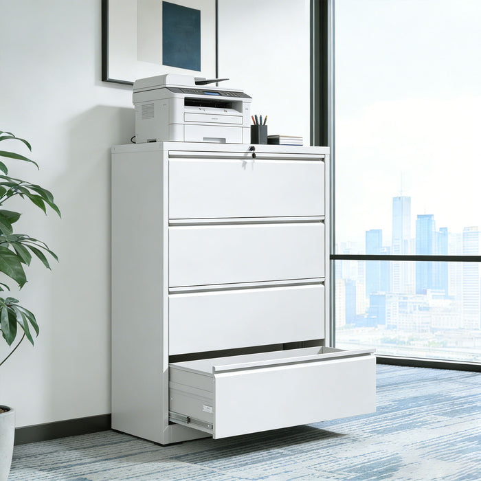 Lateral File Cabinet, Locking Heavy Duty, Anti-Tip Safety Interlock, Vertical Storage For Letter/Legal/A4 Files