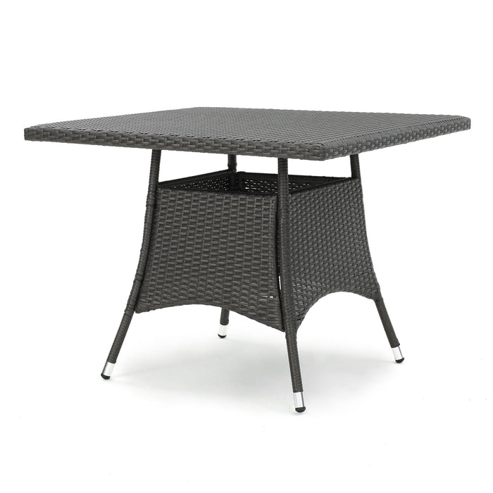 Outdoor Rattan Square Dining Table With 4 Legs - Gray