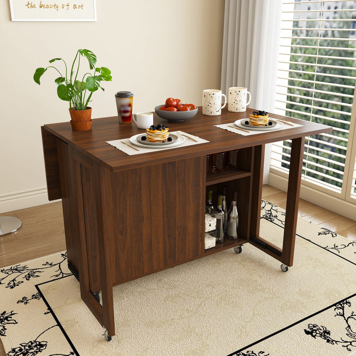3 In 1 Foldable Side Table With 4 Storage Shelves