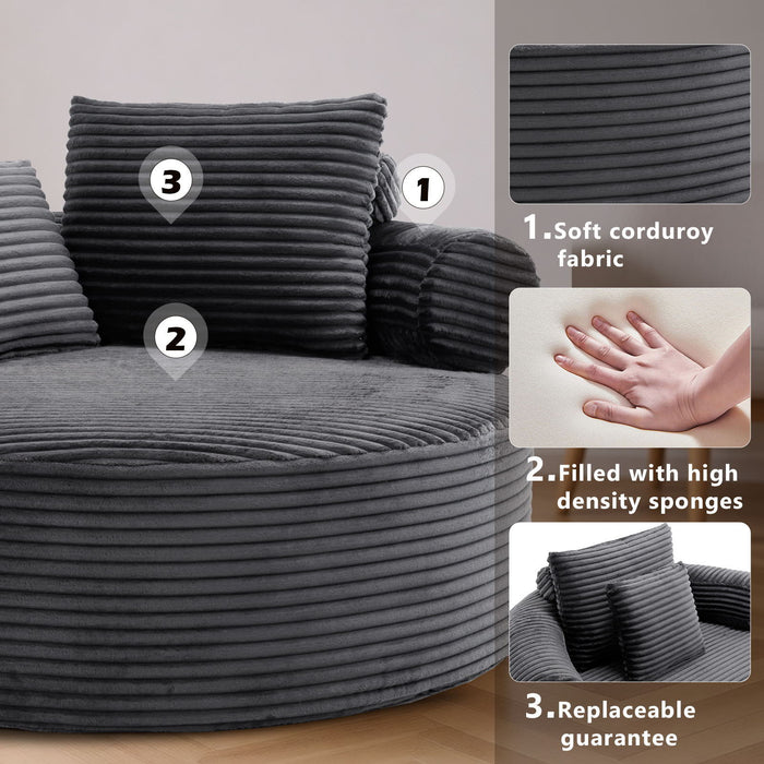Round Sofa Bed With 3 Pillows For Living Room
