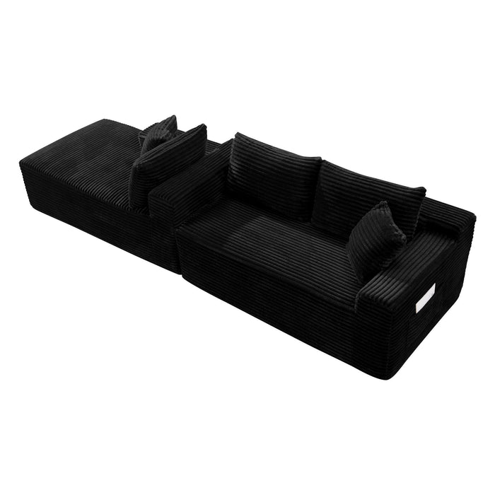 Cloud Modular Sectional Sofa Couch With L-Shape Chaise, Upholstered Couches For Living Room - Black