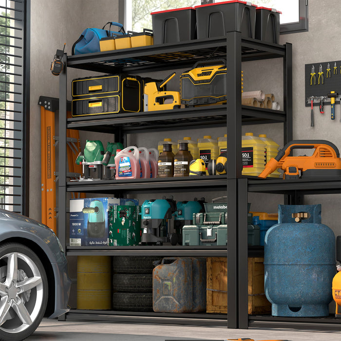 Garage Storage Rack, 5 Layer Adjustable Shelving Unit For Warehouse - Black