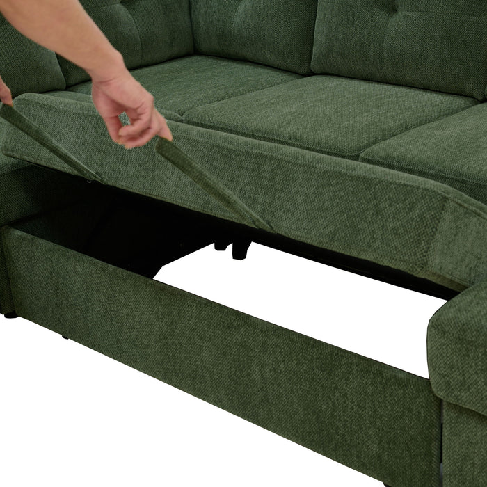 U - Shape Sectional Pull Out Bed With Console, Storage, And USB Charging