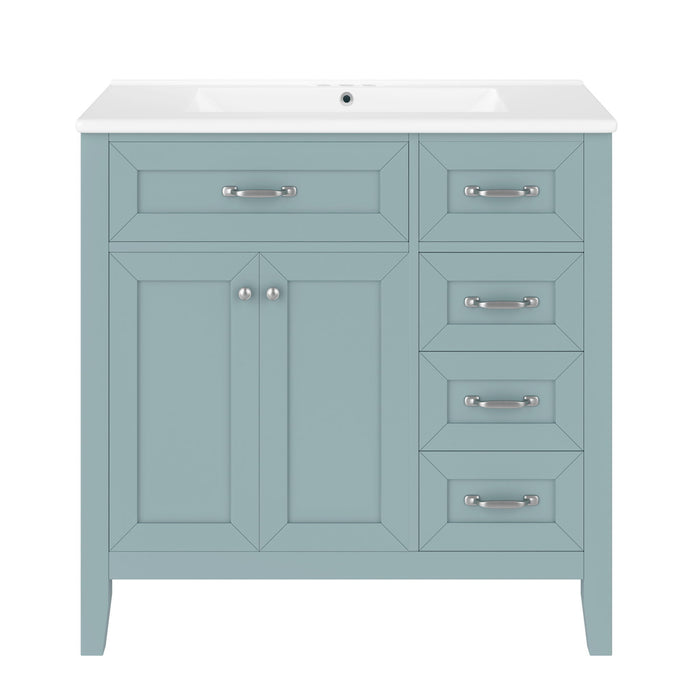 Modern Bathroom Vanity With Sink, Freestanding Design With Drawers And Doors