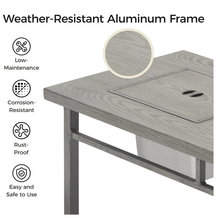 3 In 1 Outdoor Propane Fire Pit Table 50, 000 BTU With Ice Bucket - Gray