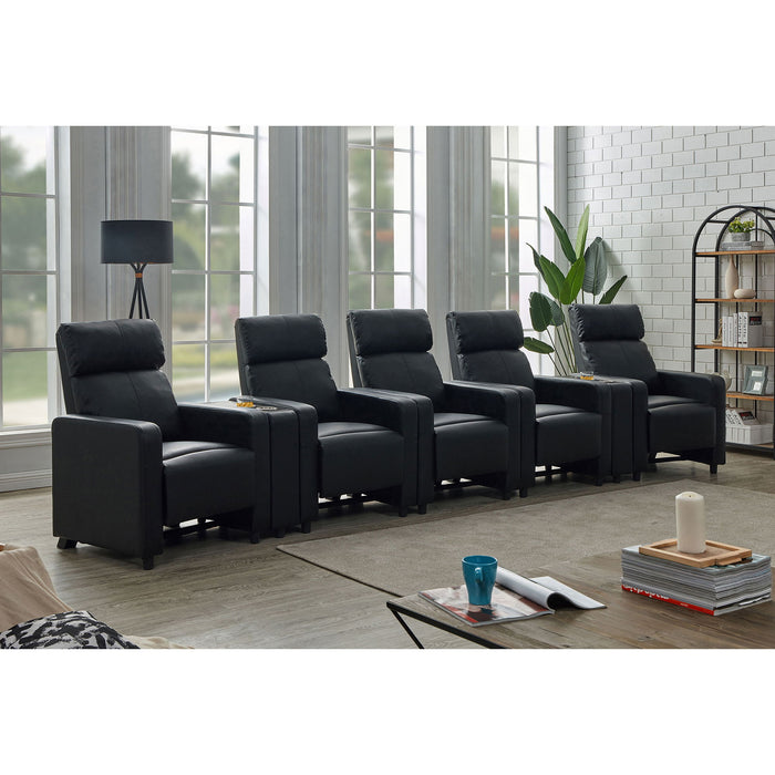 Warren - 5 Seater Home Theater With 2 Wedge Consoles - Black