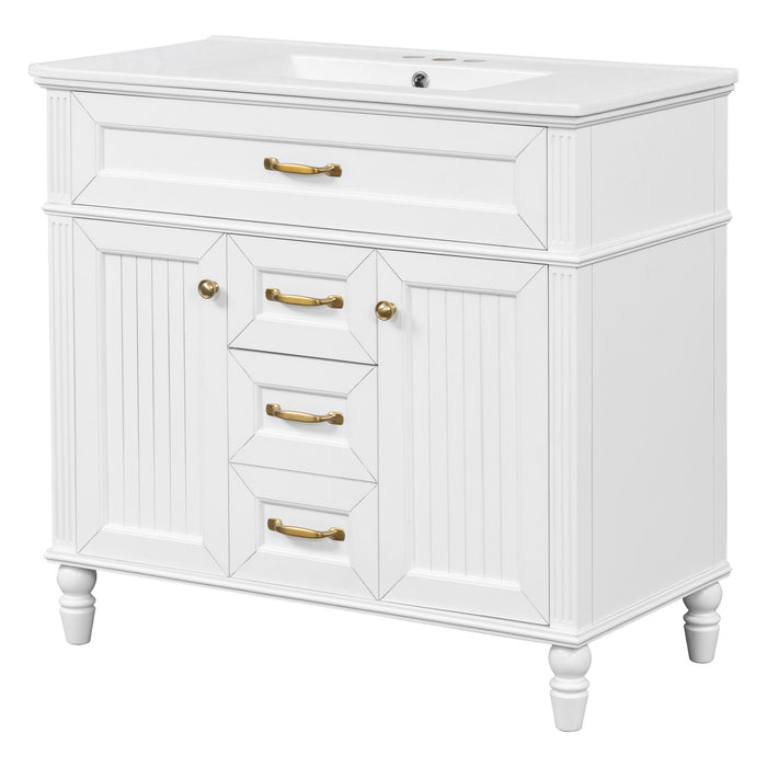 Modern Freestanding Bathroom Vanity With Sink, Cabinet, Soft-Close Drawers, Tip-Out Tray