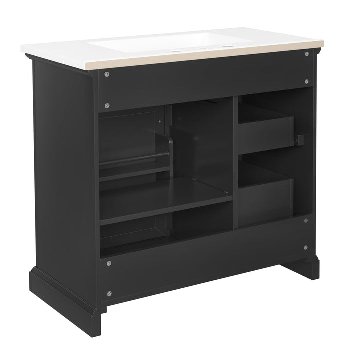 Modern Bathroom Vanity With Sink Top, 4 Drawers And 1 Soft-Close Door