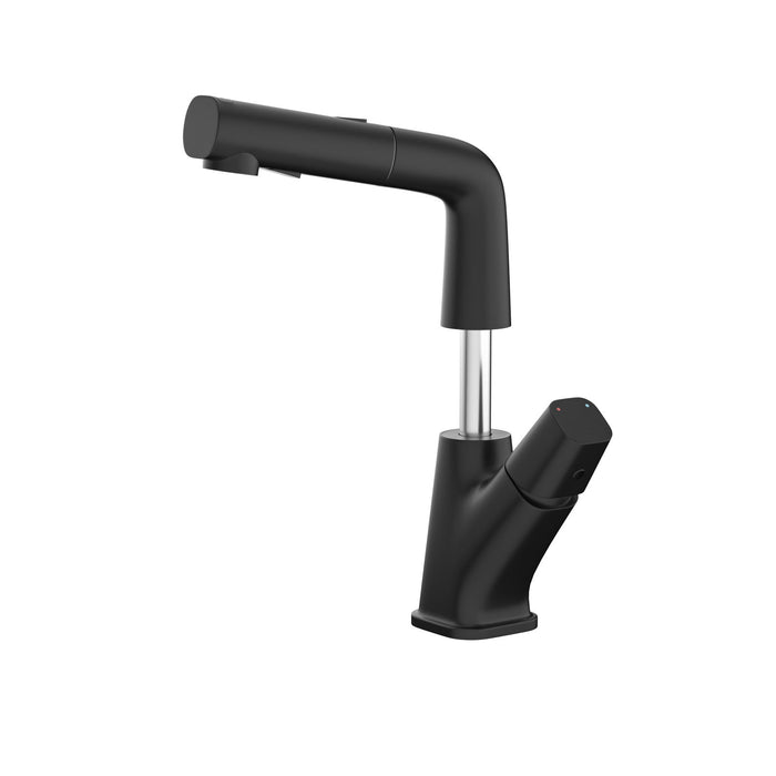 Pull Down Bathroom Sink Faucet With Three Water Modes And Construction - Matte Black