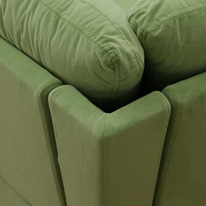 Modular L - Shaped Sectional Sofa, 6 Seater, 4 Piece Couch With Chaise - Green
