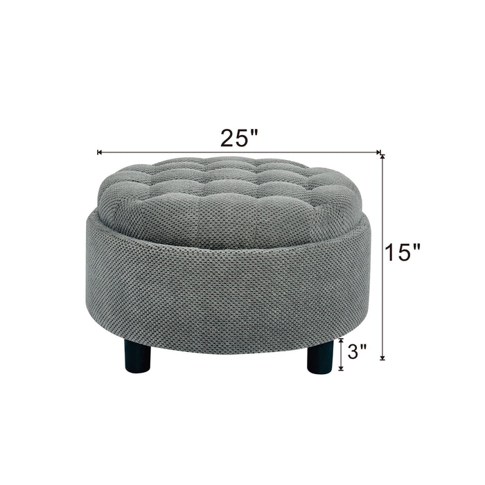Storage Round Footstool Table Ottoman