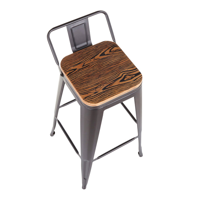 Oregon - Industrial Low Back Barstool (Set of 2) - Black
