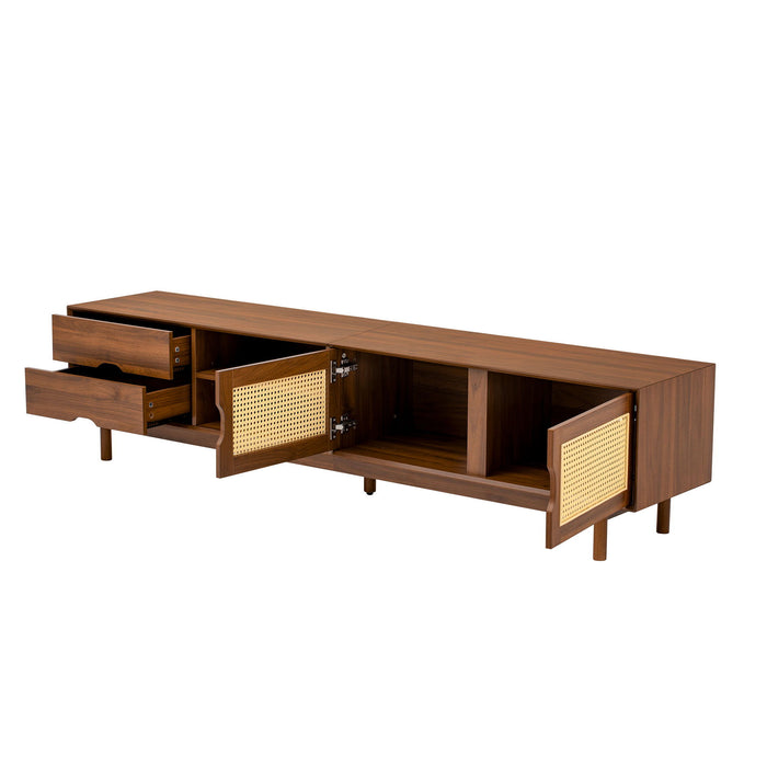 TV Stand For TVs Up To 85", Media Console With 2 Drawers - Walnut