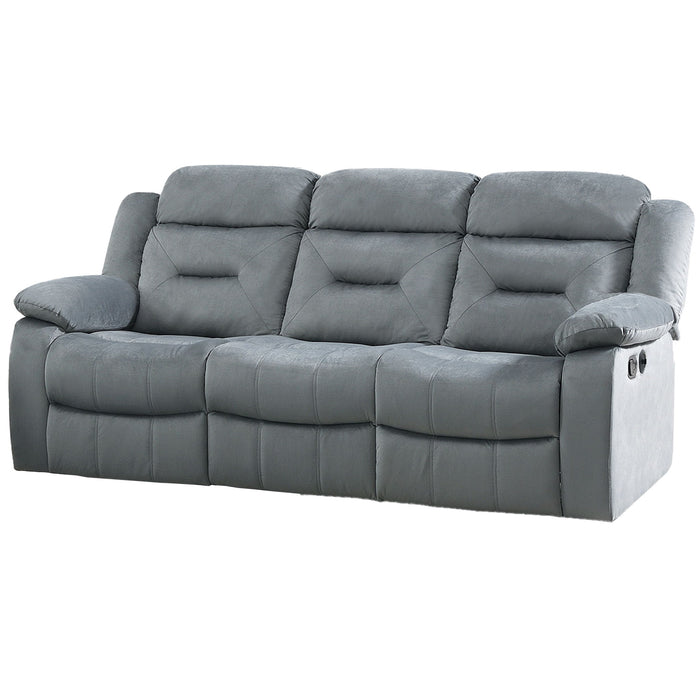 Modern Recliner Sofa With Pillow Arms, Plush Backrest, Horizontal Tufting, USB Charging Port