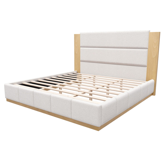 Modern Upholstered Platform Bed With Extended Headboard