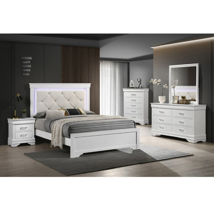 Tufted Headboard Bed With LED Lighting