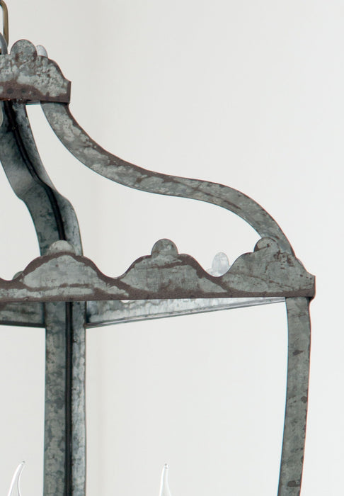 4 Light Metal Chandelier, Hanging Light Fixture With Adjustable Chain For Kitchen, Bulb Not Included - Gray