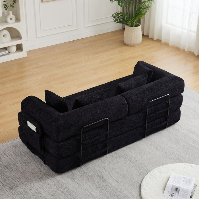 Convertible Sleeper Sofa Bed With Cylindrical Pillow