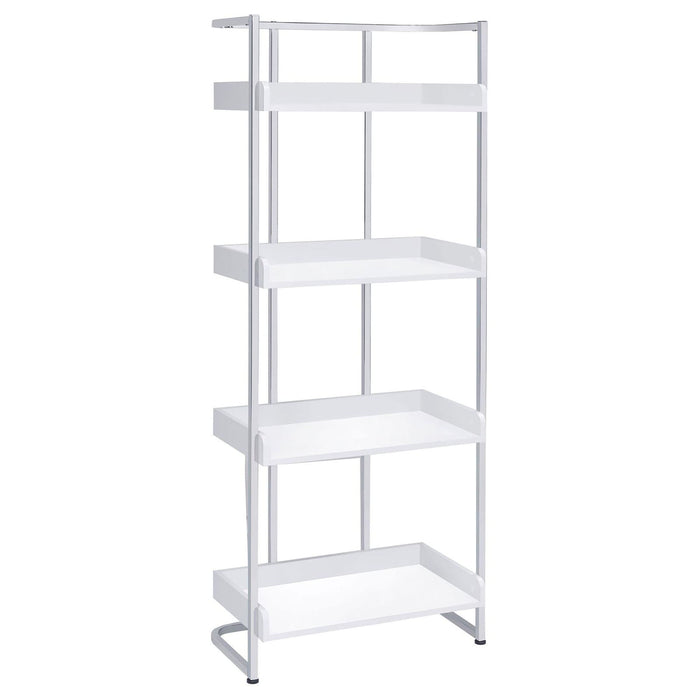 4 Shelf Open Back Bookcase With Accents - White