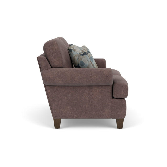 Moxy - Fabric Loveseat, T-Shaped Seat Cushion, Curved Sock Arms