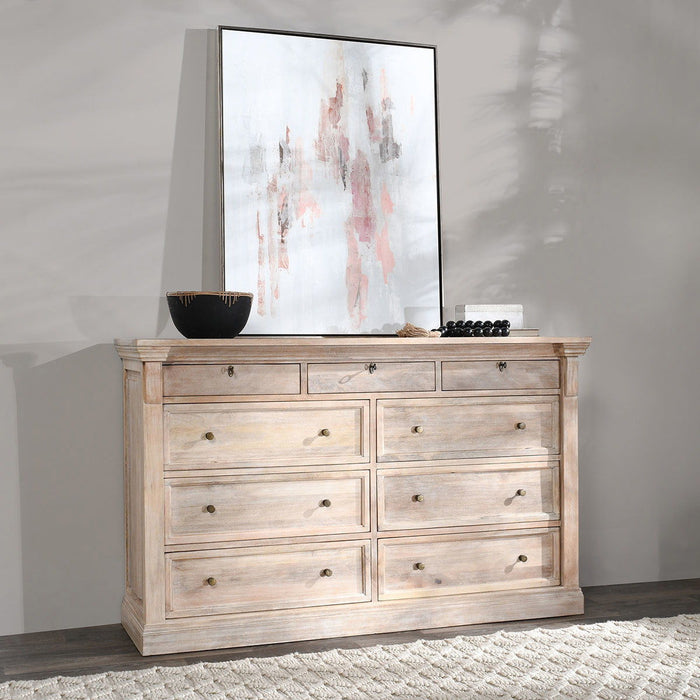 Adelaide - 9 Drawer Dresser - Natural Cream Wash