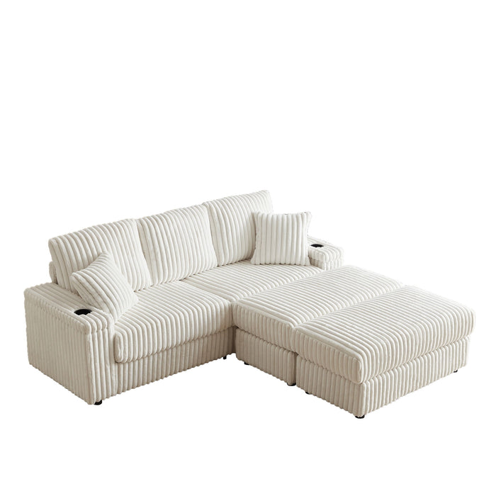 3 Seater Sofa With 2 Ottomans For Living Room