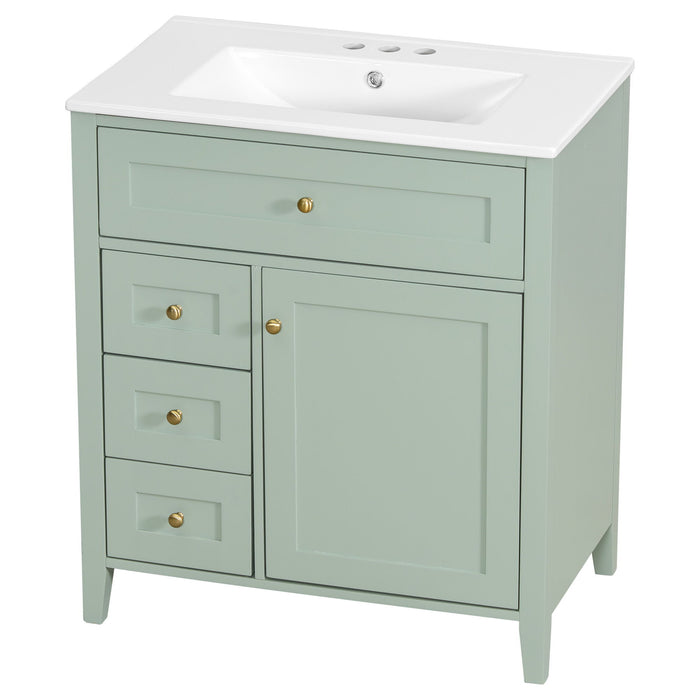 Bathroom Vanity With Sink, 3 Drawers And Adjustable Shelf, Freestanding Storage Unit