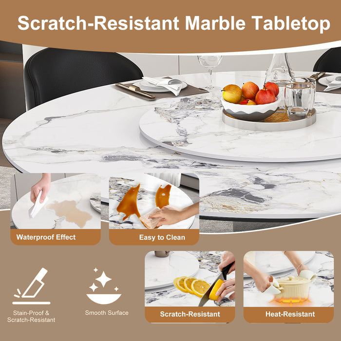 Round Dining Table With 6 Chairs Set - Silver