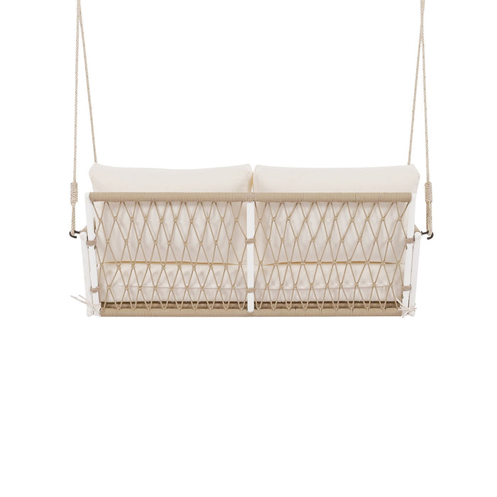 Outdoor Swing Sofa With Soft Cushions For Patio - Beige