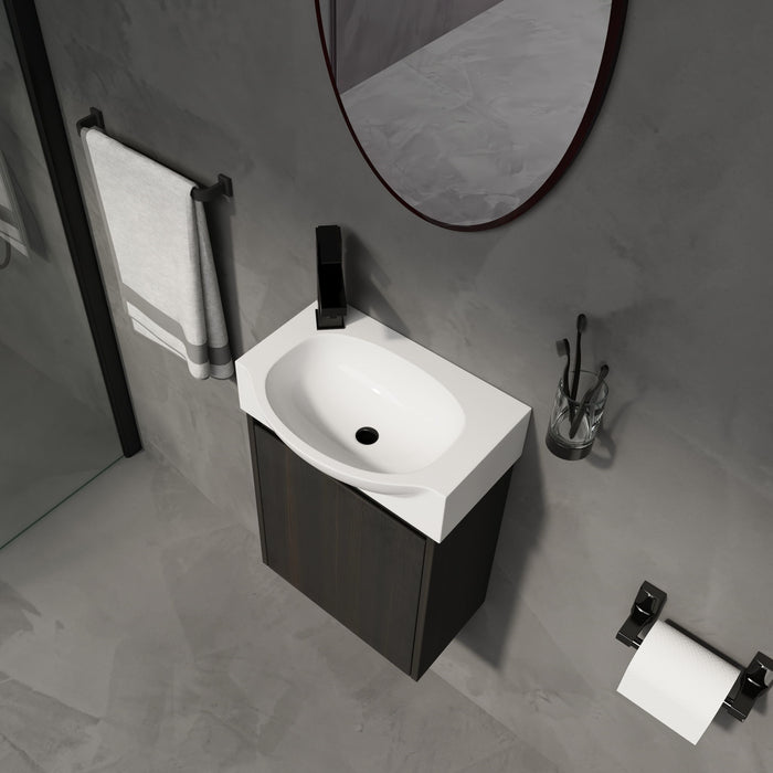 Modern Bathroom Vanity With Ceramic Basin, Wall Mounted Floating Sink Combo, Storage Cabinet