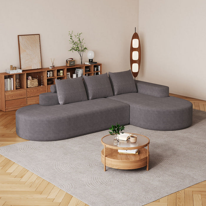 Modern Curved Sofa, L-Shaped Modular Sectional Set With 3 Pillows