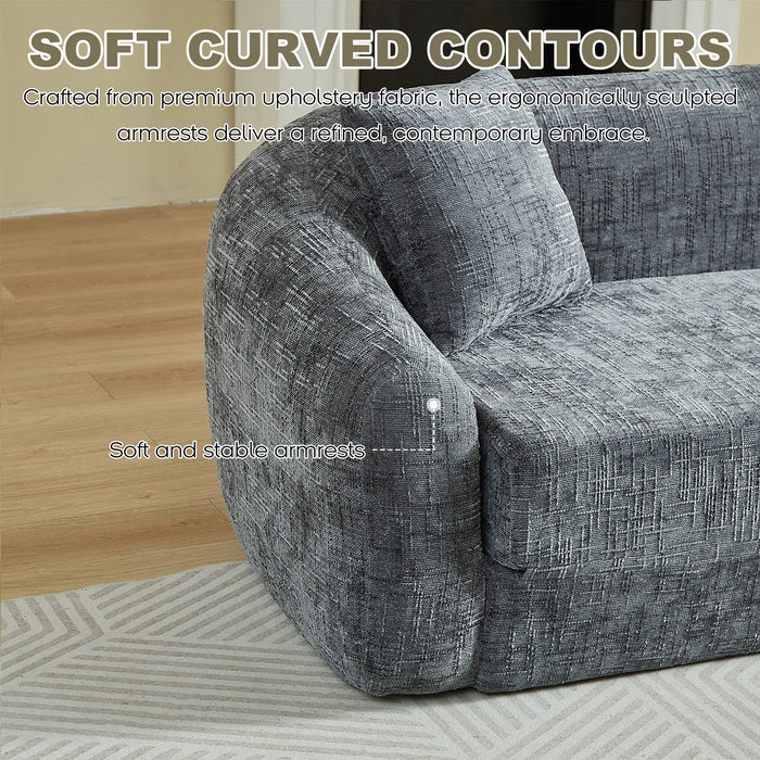 Curved Convertible Sofa, 2 In 1 Fold Out Bed With Pull Out Base And Deep Seat