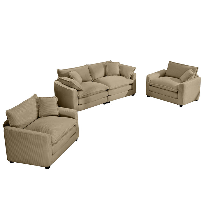Elegant Corduroy Oversized Sectional Sofa Set With Deep Seats And Flexible Layout