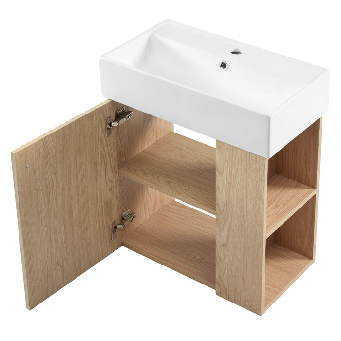 Modern Floating Bathroom Vanity With Ceramic Basin Perfect For Small Bathrooms