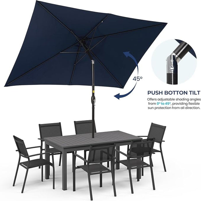 flexible patio umbrella Rectangular Patio Umbrella With Crank Tilt, Polyester UV-Resistant Canopy