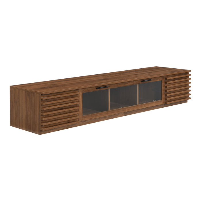 TV Stand With LED Lighting, Soft Closing Hinges, Cable Management - Walnut