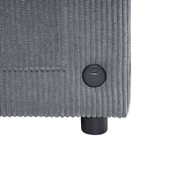 Sleeper Sofa With Foldable Mattress, USB Ports, Side Table & Storage Pocket