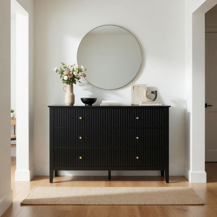 Modern 6 Drawer Fluted Dresser