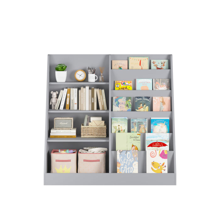Bookshelf And Toy Storage Organizer, 4 Tier Bookcase With Display Stand For Playroom