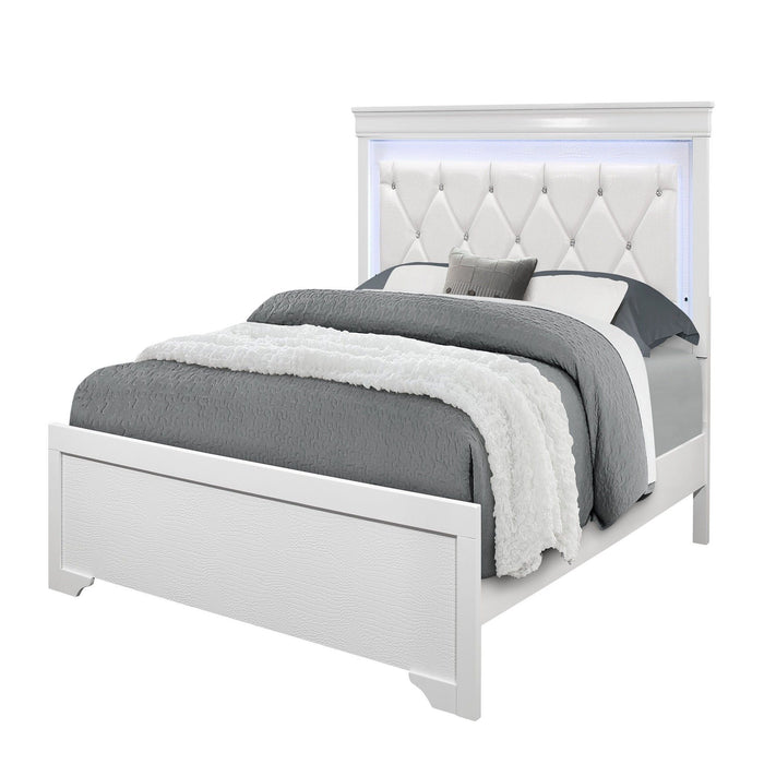 Shaker - Bed With LED Lighting And Crystal Inspired Tufted Headboard