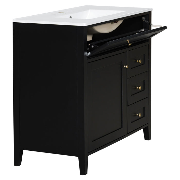 Bathroom Vanity With Sink, Cabinet With 3 Drawers And Adjustable Shelf