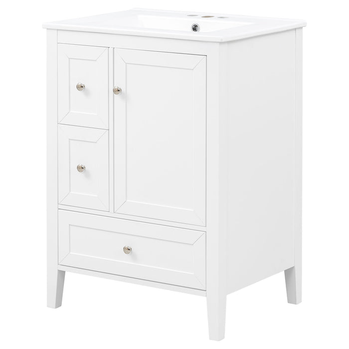 Modern Bathroom Vanity With Sink, Soft Close Drawers & Door, Storage Rack
